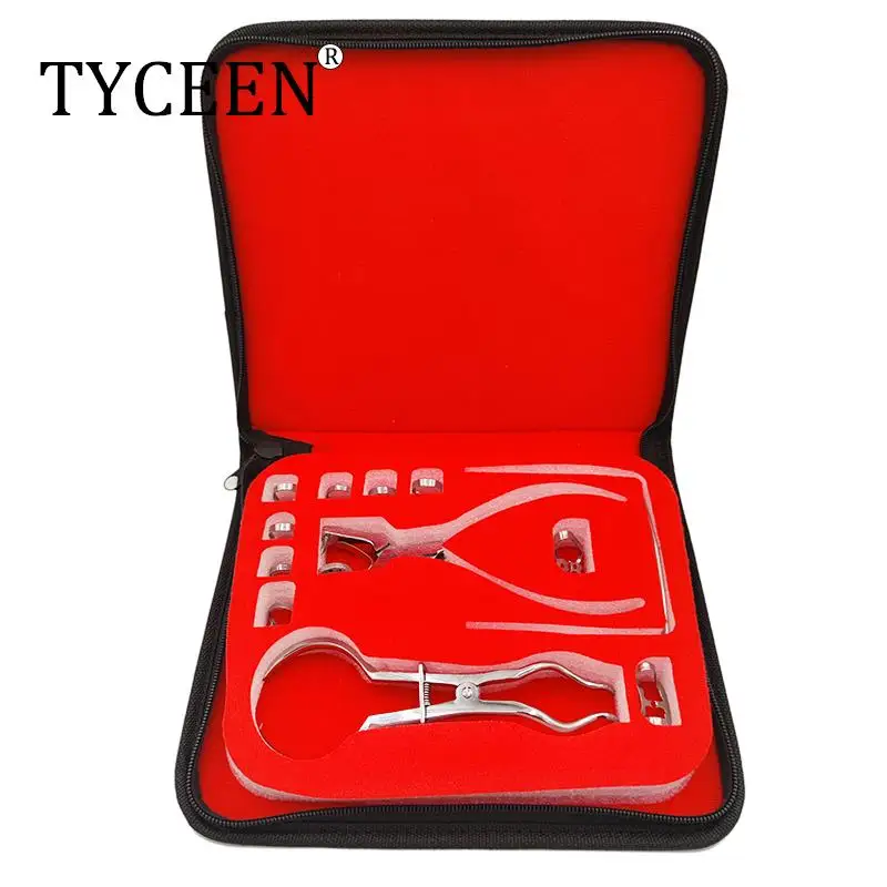 1 Set Teeth Care Dental Rubber Dam Set Perforator Puncher Pliers for Dentist Orthodontic Lab Device Instrument Equipment 12Pcs