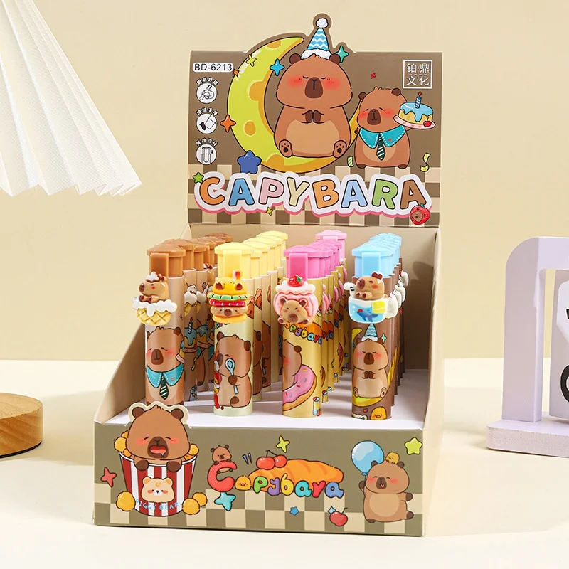 24-ピース-ロット漫画カピバラプレス消しゴムかわいい書き込み描画鉛筆消しゴム文具ギフト学用品