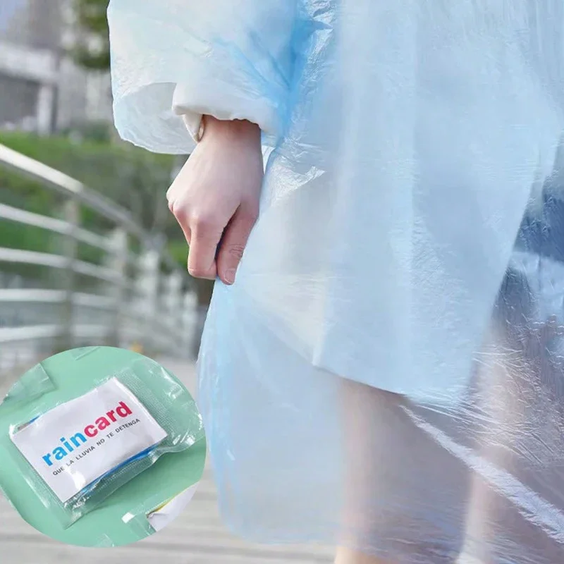 Ultra Thin Pocket Card Disposable Waterproof Raincoat Portable Compressed Rain Poncho Hiking Camping Travel Outdoor Rain Gear