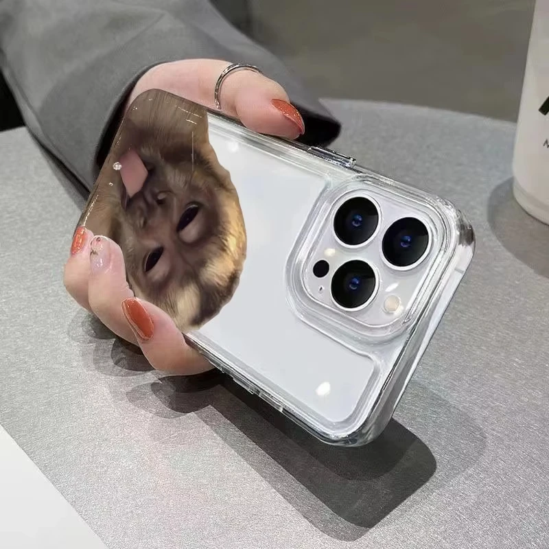 مضحك القرد نمط جراب هاتف آيفون 16 15 14 13 12 11 برو ماكس Mini X XS SE 7 8 Plus 16E للصدمات لينة غطاء شفاف #5