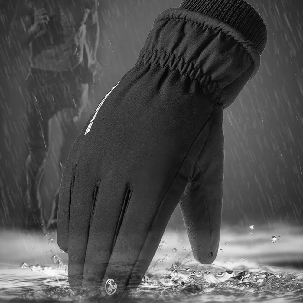 

1Pair Warm Ski Gloves Thickened Long-Staple Cotton Windproof Waterproof Touch Screen Compatible Cycling Riding Outdoor Sports