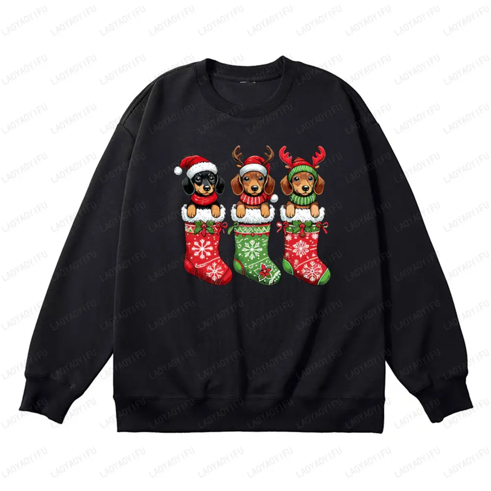 2025 teckel noël graphique sweat belle chien amant sweat à capuche pour femme joyeux noël bas chapeau pull hauts cadeau