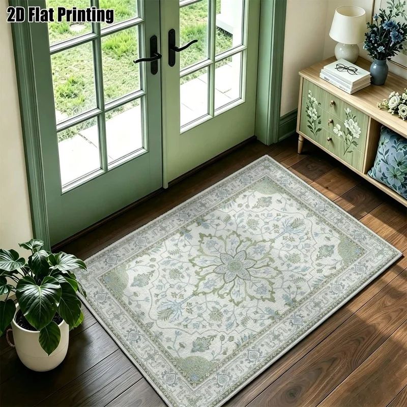 1Pc American Retro Persian Pattern Rug, Bohemian Style Decorative Rug for Living Room, Bedroom, Dining Room, Bedside, Indoor and Outdoor Patio, Home Decor Accessories