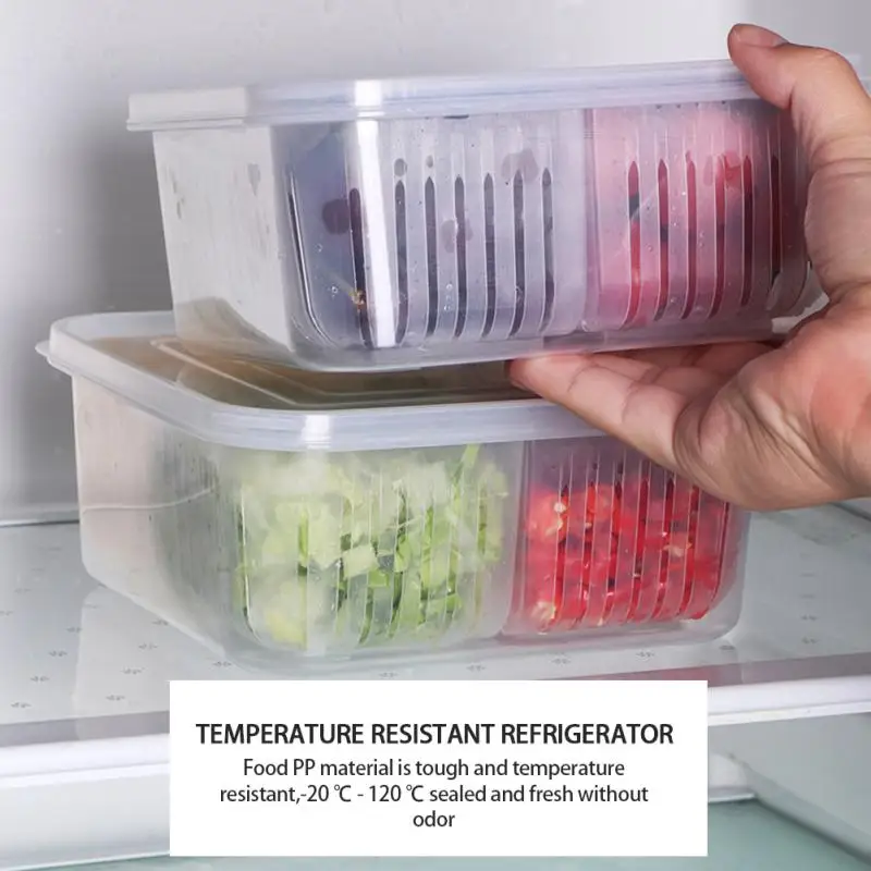 2/5/10PCS Multifunctional Refrigerator Storage Box Four-in-one Vegetable And Fruit Storage Box Sealed Drainage Storage Box