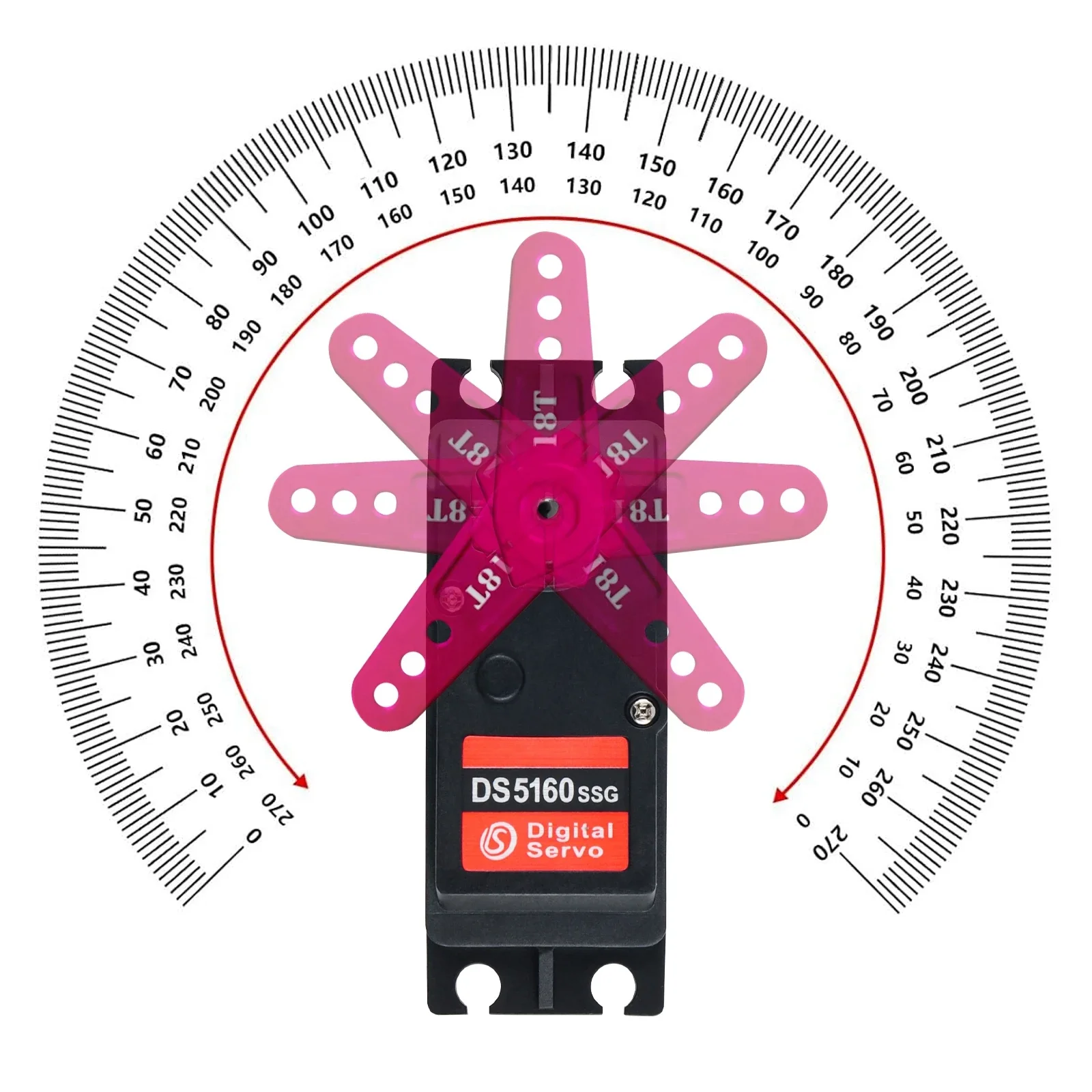 DS5160 Digital Servo 60 กก.180/270 องศาและความเร็วสูงเกียร์โลหะ 7.4V Baja กันน้ํา 18T แขนเซอร์โวสําหรับ RC หุ่นยนต์รถ