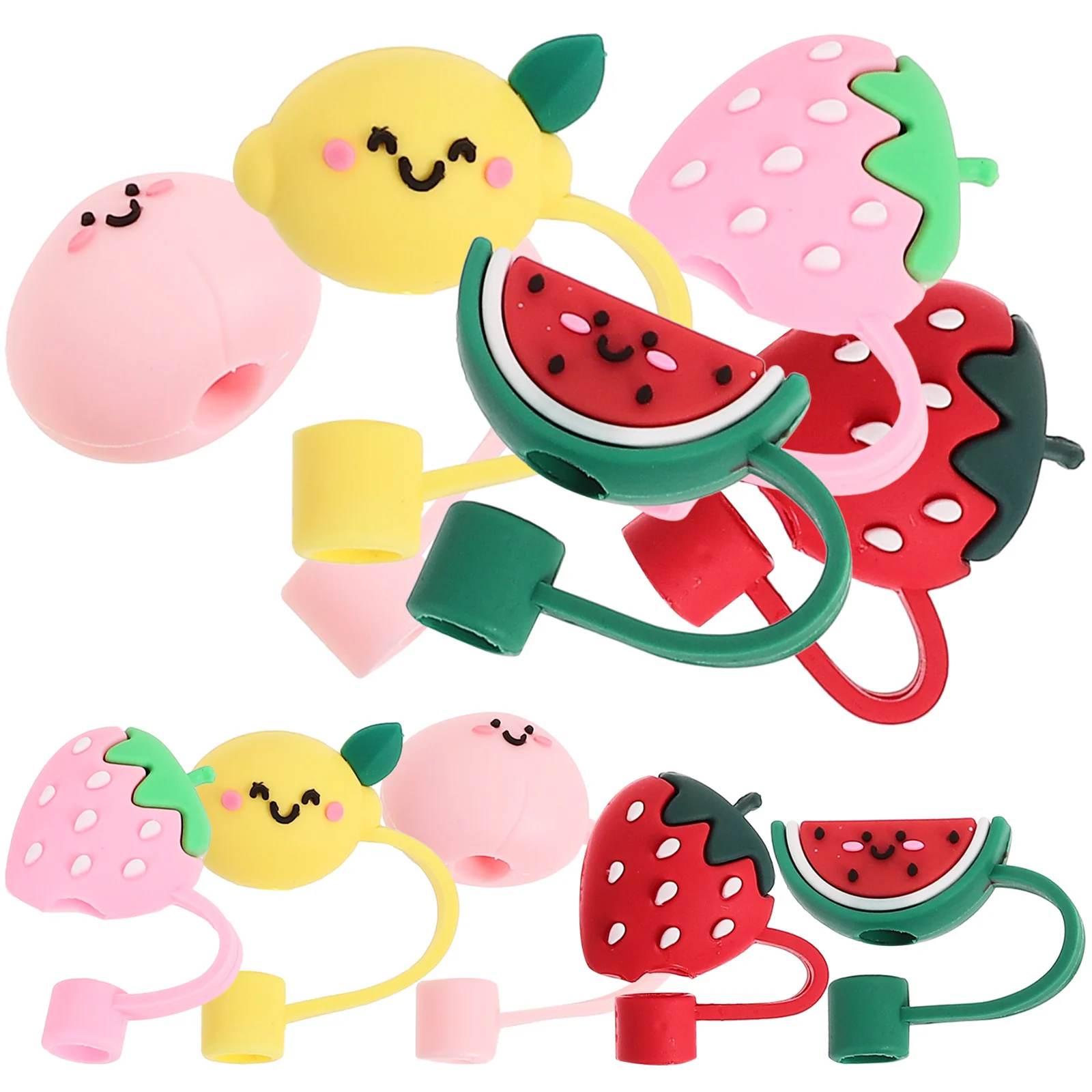 10 Pcs Juice Straw Cover Fruit Plug Fruits Cute Covers Reusable Tips Pink Decor