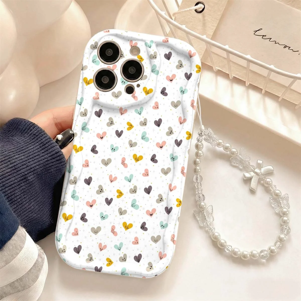 3D Wrist Strap Lanyard Phone Case For Samsung Galaxy S25 S24 Plus S26 Ultra A56 A55 A57 A37 A06 A17 A27 A15 Colorful Heart Cover