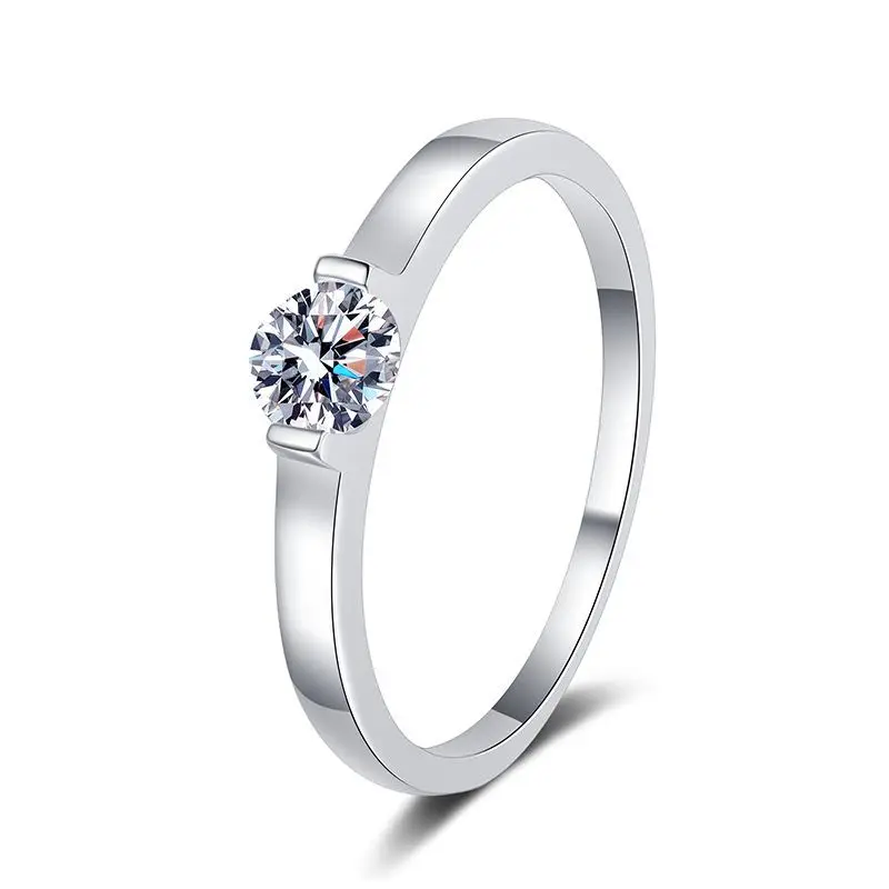 

High-End Simple Design Women S925 Sterling Silver Moissanite Diamond Proposal Ring