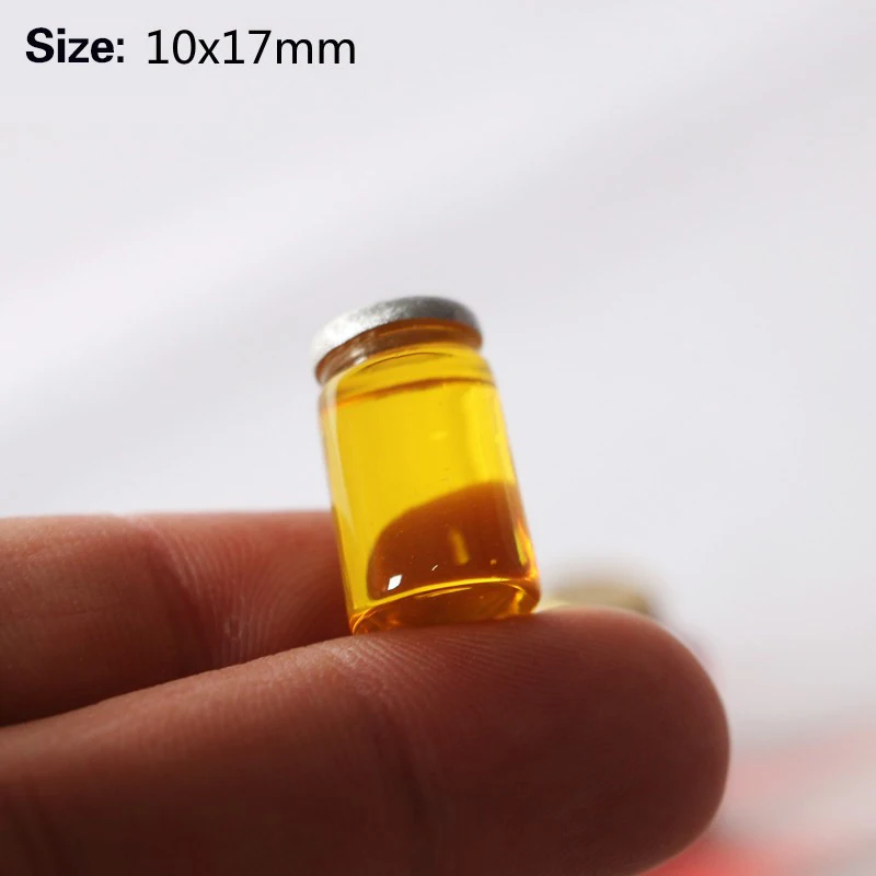 10pcs Simulation Strawberry Jam Resin Bottle Model House Decoration Dollhouse Miniature Garden Decoration Gift for Children Kids