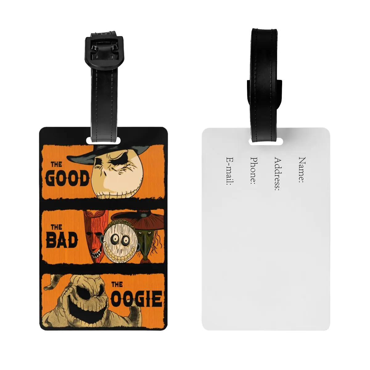 Custom Nightmare Before Christmas Luggage Tags for Travel Suitcase Halloween Movie Jack Skullington Privacy Cover ID Label