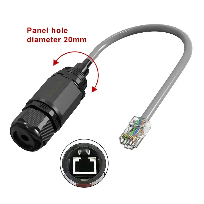 DIVEDEER M20/22 RJ45-Netzwerkanschlüsse für den Außenbereich, IP67, Luftfahrtstecker mit 25 cm Draht, Rj45-Kristallkopfbuchse, Cat5-Netzwerkkabel, wasserdicht 5