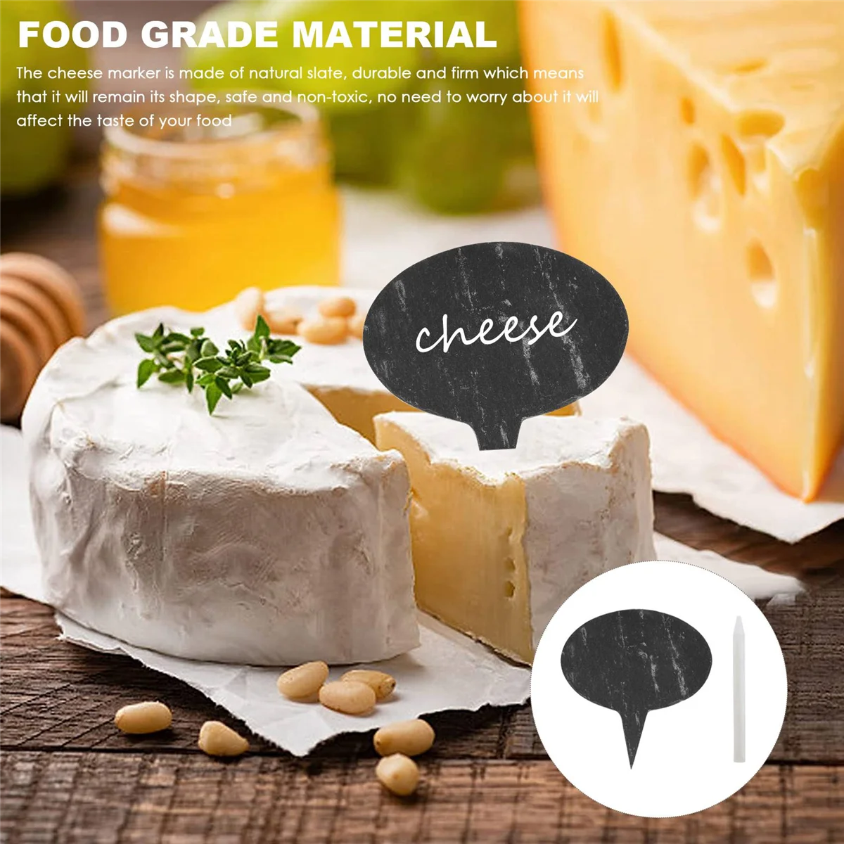 มาร์กเกอร์ชีสสำหรับบอร์ดชาร์คิวรี่ชุดป้ายชีสกระดานชนวนจำนวน18ชิ้นชุดมาร์กเกอร์ชีสชื่อชีส