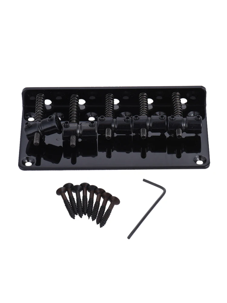 5-saddle Bridge Set for 5 String Electric Bass Guitar Part Replacement Black Bridge