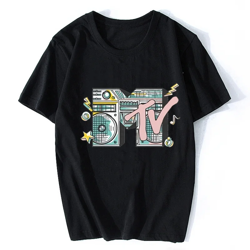 Men Retro T Shirt Mtv Throwback TShirt Vintage 80S 90S Bands Pop Music Tv Culture Tee Oversized Tops Roupas Masculinas Shirt