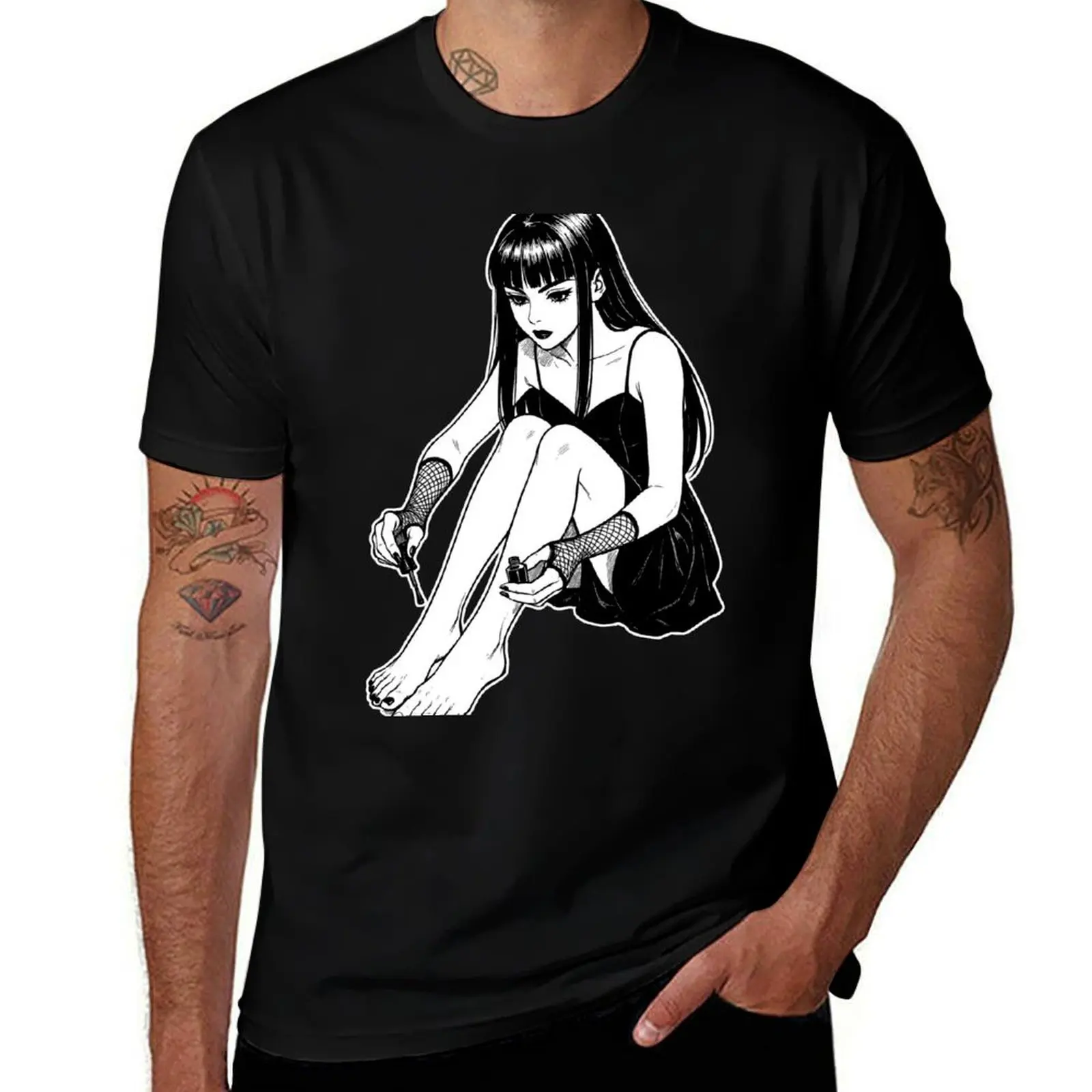 

Goth Black Nail Polish T-Shirt Luxury man anime figures T-shirts man custom t shirt Men's clothing