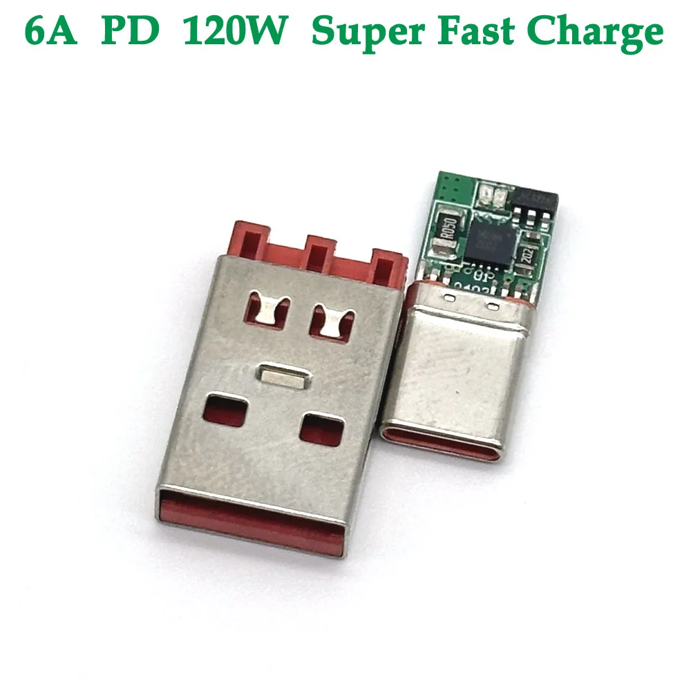 

Type-C usb3.1 6A Connectors Jack Tail PD 120W Male Plug Electric Terminals welding DIY data cable accessories