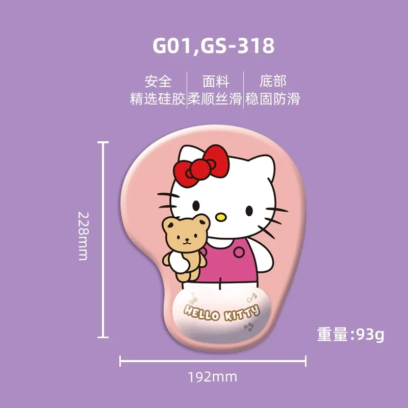 Sanrio Hello Kitty Mouse Pads with Silicone Wrist Support Anime Kuromi My Melody Cinnamoroll Kawaii Games Office Anti-slip Pad