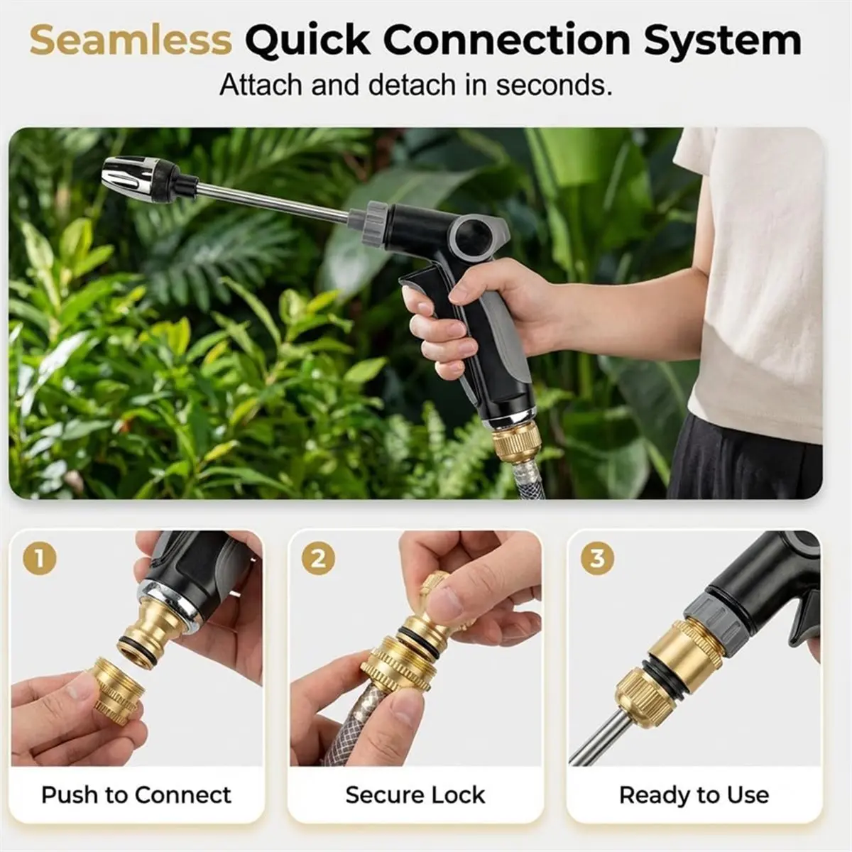Power Jet Water, Light Weight Outdoor Cleaning Tool Car Washing, Three Modes, Multi Function Watering Sprayer