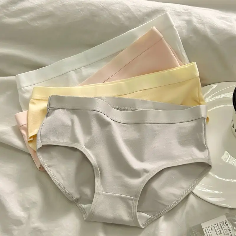 6PCS Teens Girls Cotton Antibacterial Panties Kid Thin Soft Breathable Briefs 9+y Young Child Underwears Solid Baby Cute Knicker