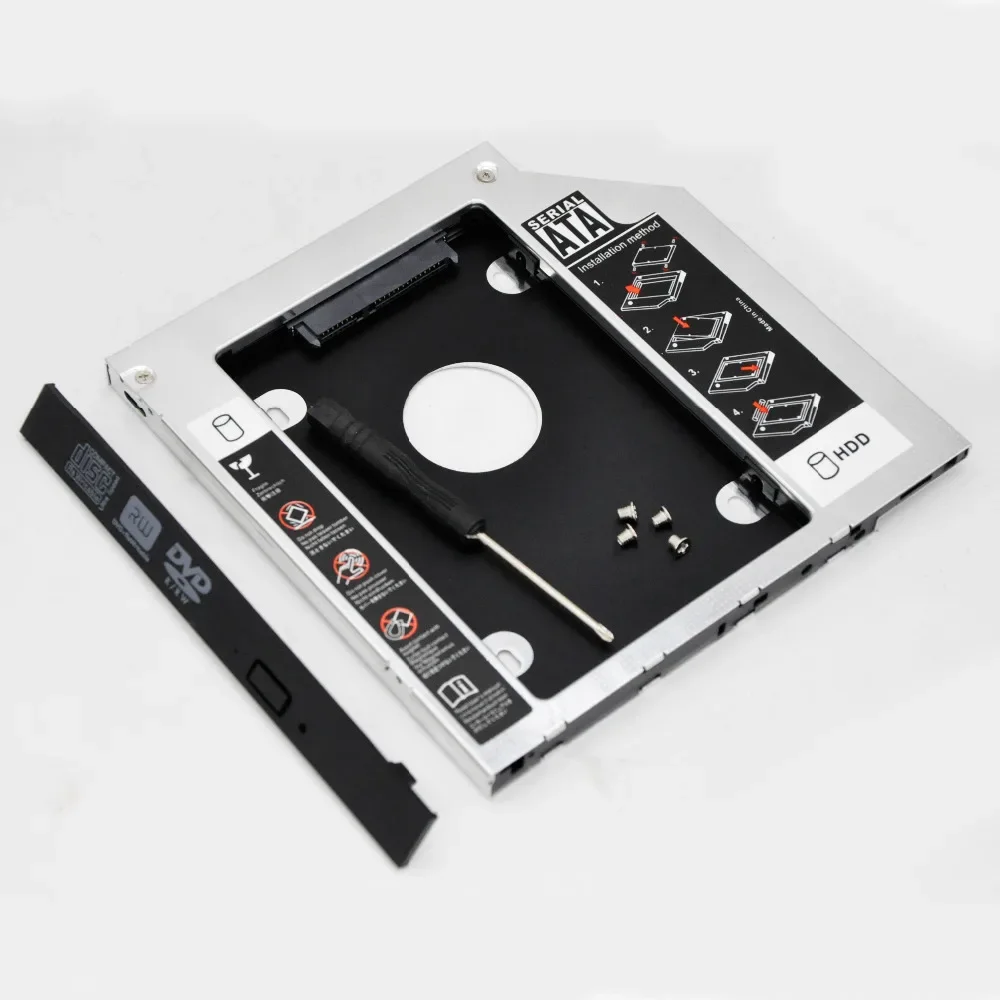 WZSM New 12.7mm 2nd SATA HDD SSD Hard Disk Drive Caddy for HP Pavilion G6 G7 Series G7-1310us g6-1001er Removable Faceplate