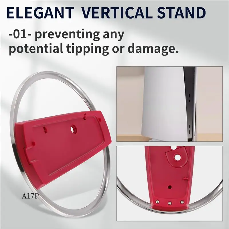 

AP-Vertical Stand For PS5 Consoles Non-Slip Base Great Heat Dissipation For PS5/PS5 Slim Consoles Easy Installation Red