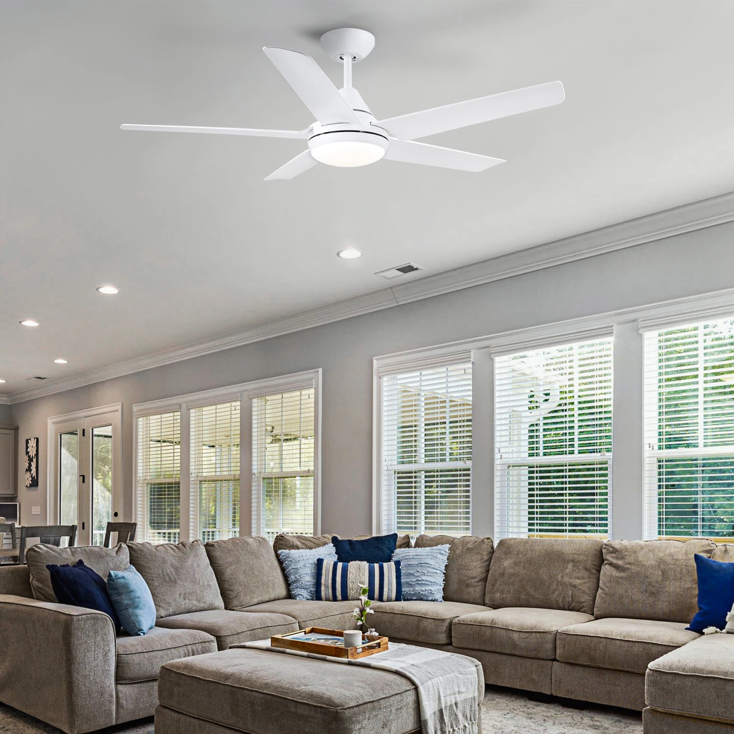 

YUHAO 48" Integrated LED Ceiling Fan with White ABS Blade - Energy Efficient Home Cooling