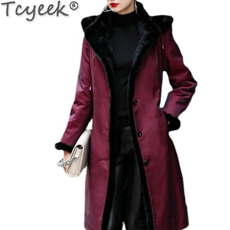 

Tcyeek 2021 New Jacket Women Clothes Women’s Parkas Female Mink Jacket Rex Rabbit Liner Removable Long Fur Coat Thick Winter FCY