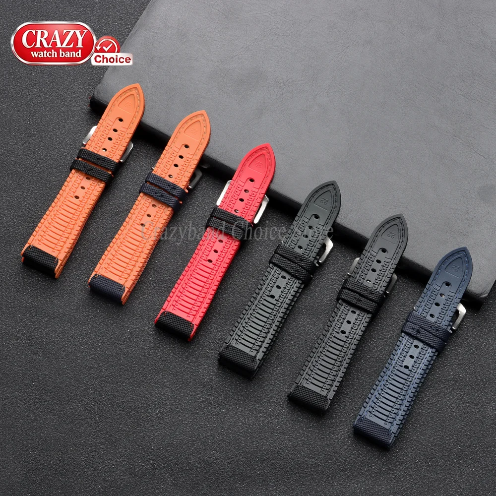 Universal Watch Strap Silicone Nylon Replace Wrist Orange Blue 18mm20mm21mm22mm24mm Waterproof  Rubber Sports Women Men Bracelet image 5