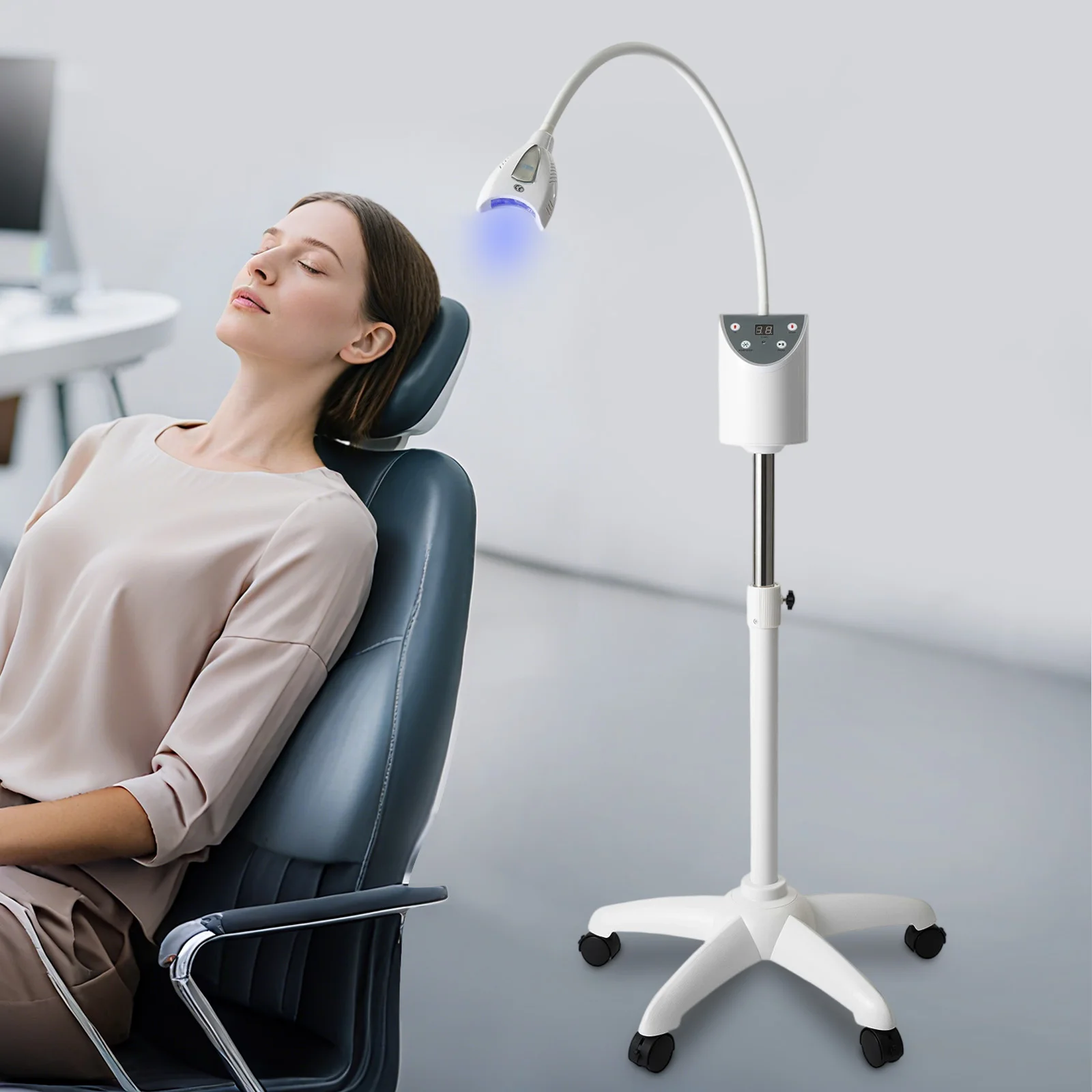 Lámpara LED Dental para Blanqueamiento, Acelerador de Blanqueamiento Dental, Acelerador de Blanqueamiento de Dientes, Soporte Móvil para Aceleración Dental