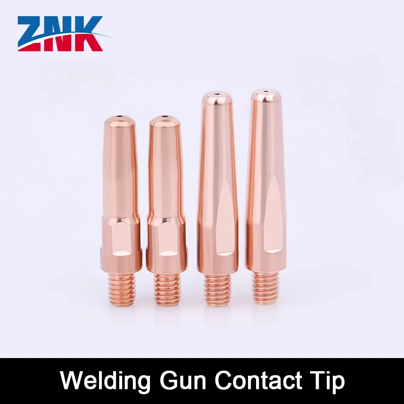 

ZNK 10Pcs/set Chrome Zirconium Copper Conductive Nozzle M6 Gas Shielded Welding Gun Wire Feeding Nozzle