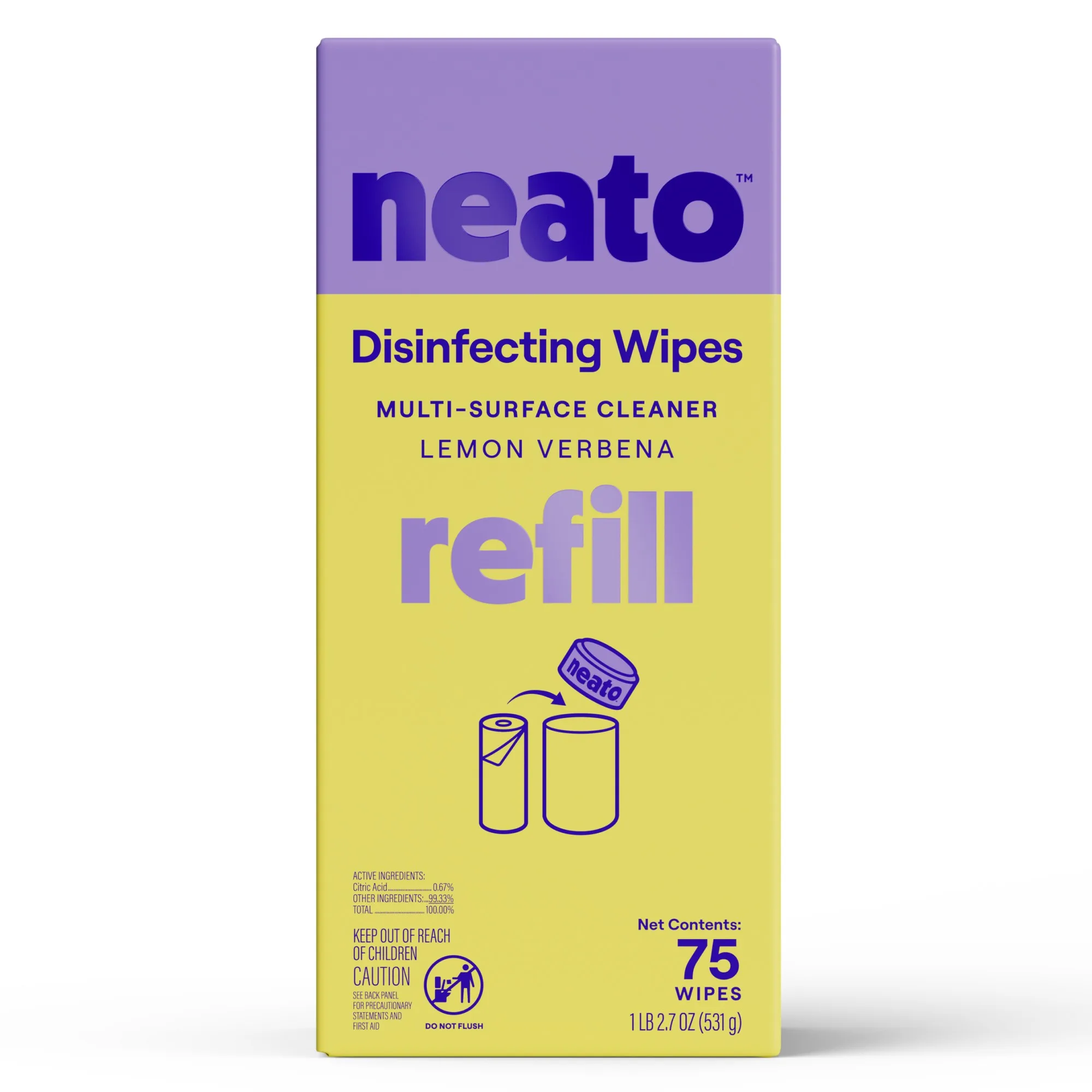 75ct Lemon Scent All Purpose Cleaning Wipes Refill Pack For Kitchen Bathroom Office Quick Surface Care