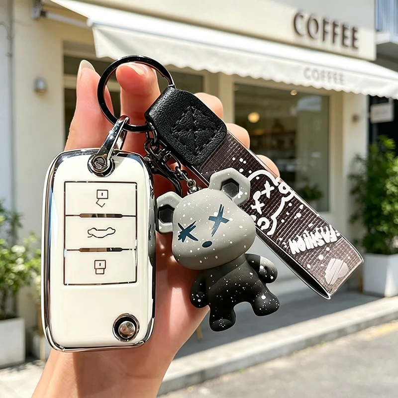 TPU Car Flip Key Case Cover Bag Shell for Roewe RX5 MG3 MG5 MG6 MG7 MG ZS GT GS 350 360 750 Protector Keychain Accessories