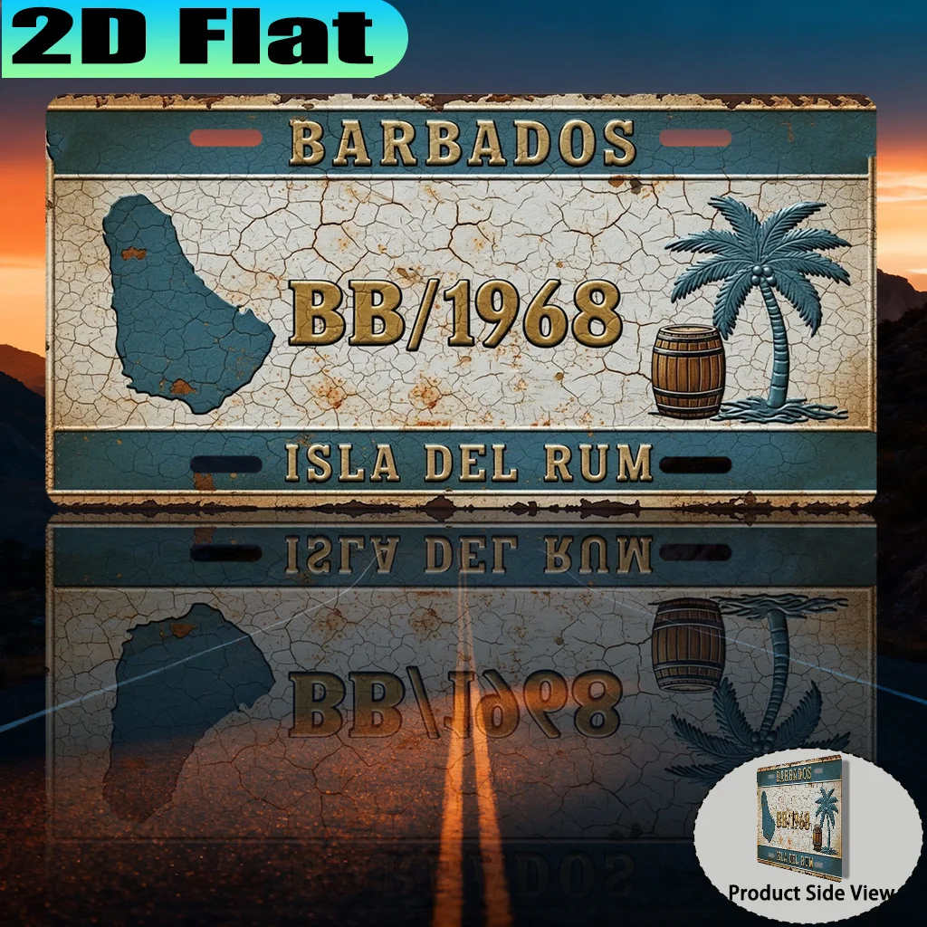 2D Flat,1pc, Barbados Isla Del Rum Vintage Aluminum Sign (12 X 6in), for Decorative Purposes Only, Rum Festival Gift, Bro Gift