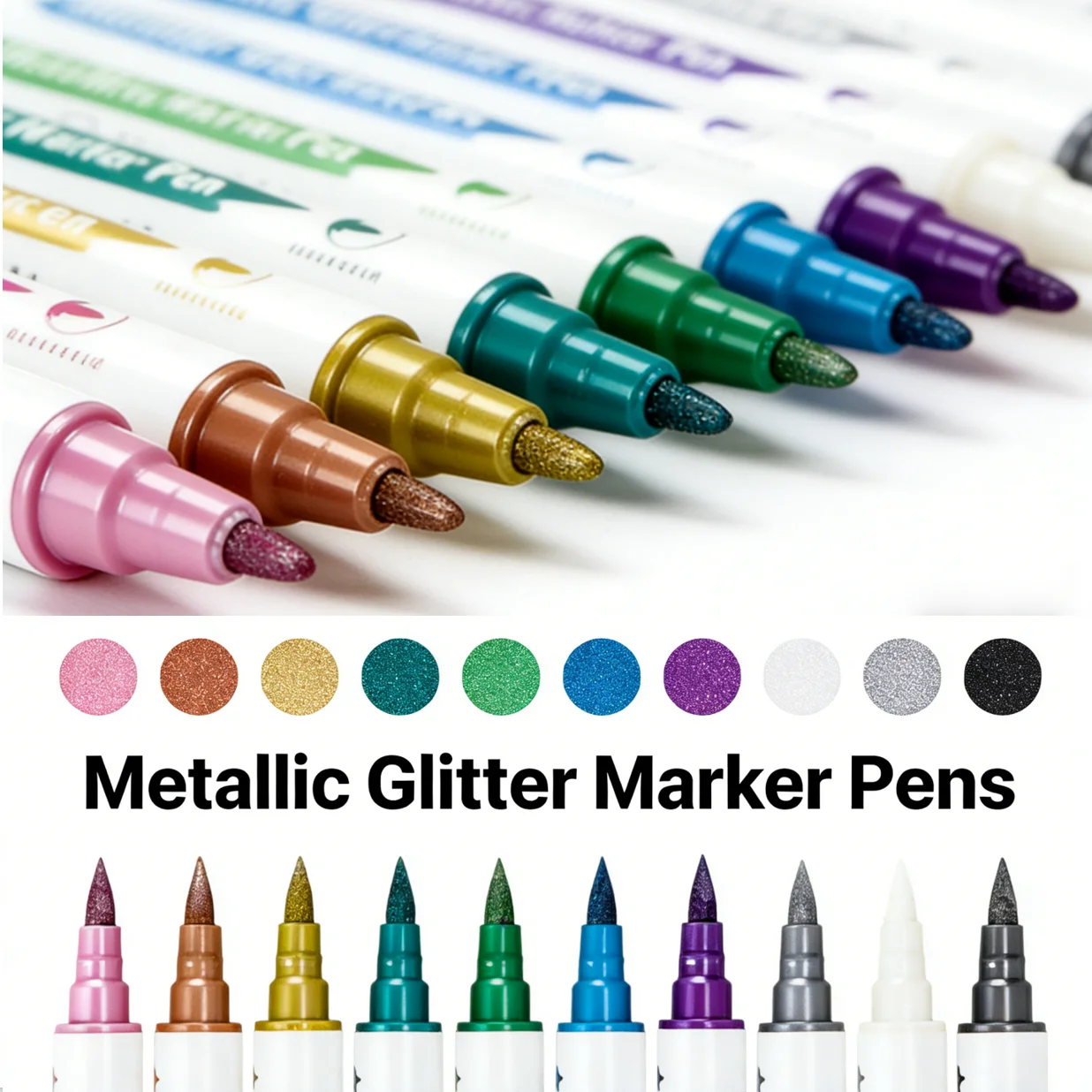 10 Stück Metallic-Markerstifte mit zwei Spitzen – Pinsel- und feine Spitze für DIY-Alben, schwarze Karten, Scrapbooking und Bastelarbeiten