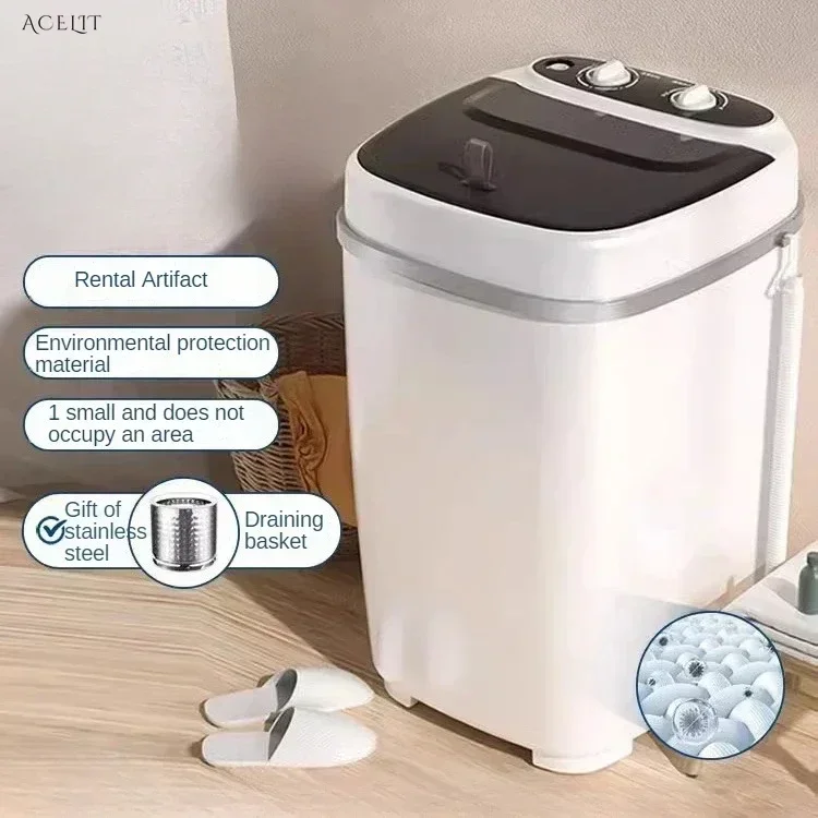 Household mini semi-automatic small washing machine for dormitory. Large capacity. With blue light antibacterial function.