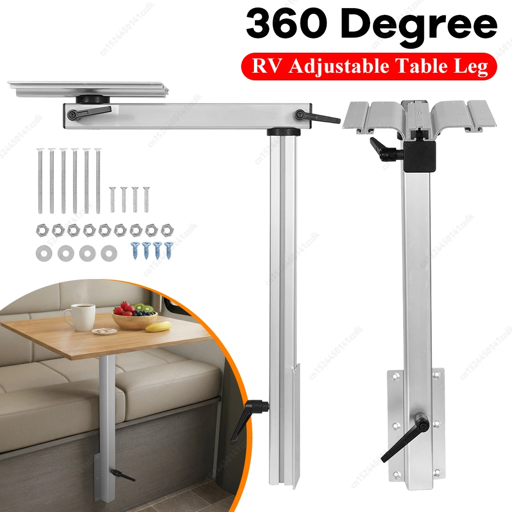 

RV Folding Table Leg and Height Adjustable Aluminum Alloy Rotating Table Leg Silver/Black Motorhome Caravan Camper Table Leg
