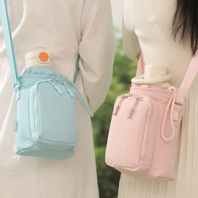 Personalized Embroidery Sports Kettle Crossbody Bag, Student Cycling Outdoor Water Cup Bag, Single Shoulder Cross-Border Mobile
