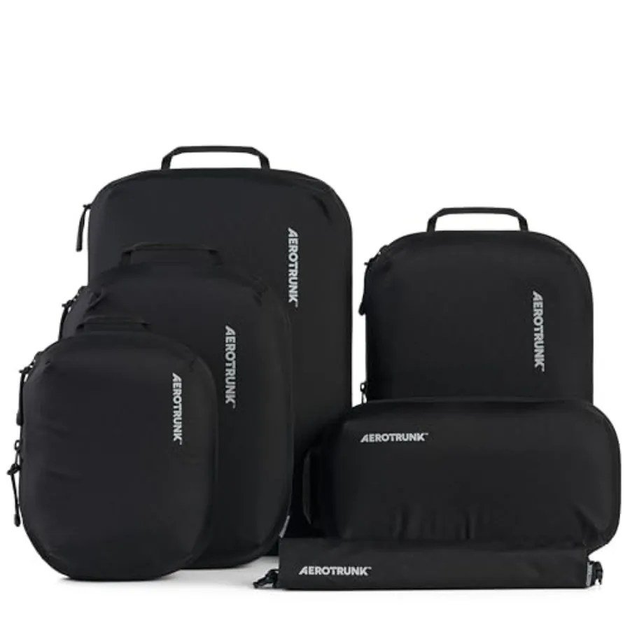 

Ultralight Compression Packing Cubes for travel suitcases and luggage nylon, black compresses clothes to save space