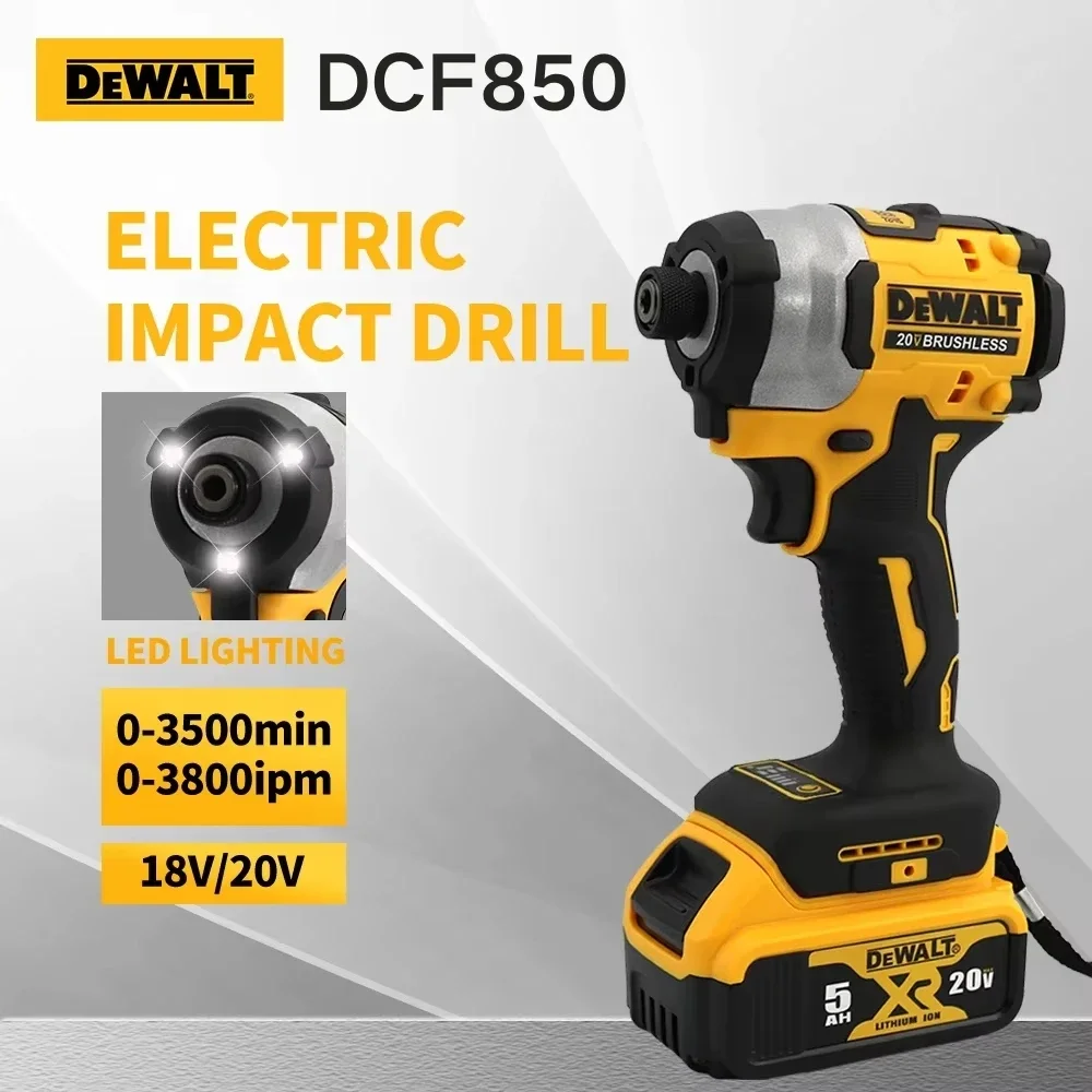 DEWALT DCF850 20V Impact Driver Screwdriver Electric Impact Drill Power Tools 205NM Brushless Motor Cordless Rechargable Tool