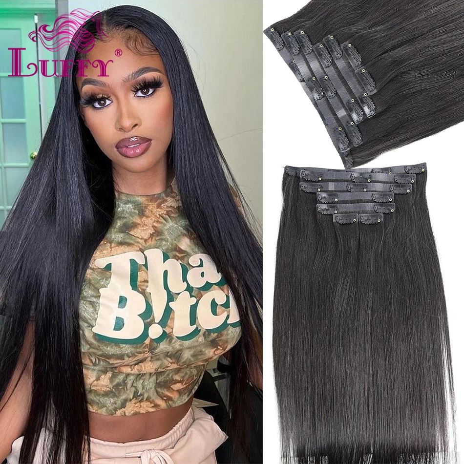 

Straight Hair Seamless PU Clip In Extension Seamless Weft Clip In Silky Straight Human Hair Extensions For Black Women