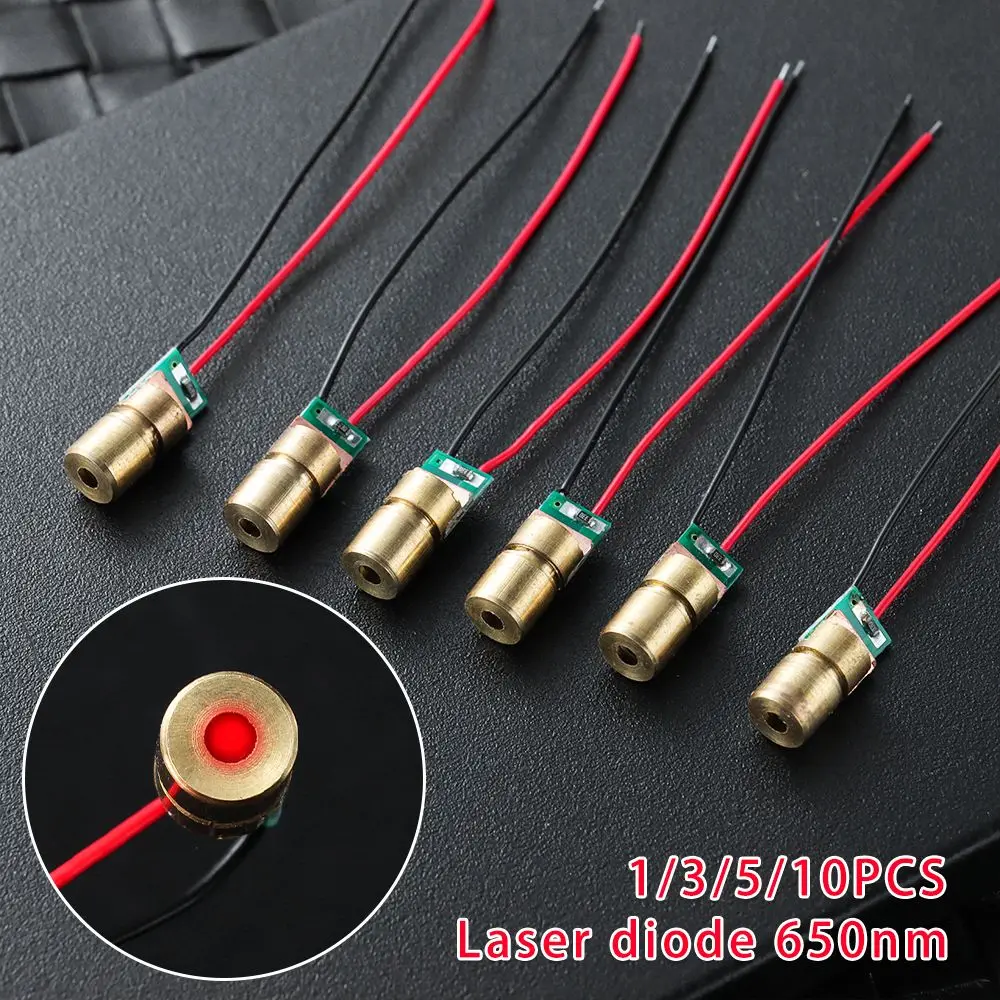 1/3/5/10pcs Laser diode 650nm 6mm 3V 5 million watt Adjustable Laser Dot Diode Module Red Copper Head