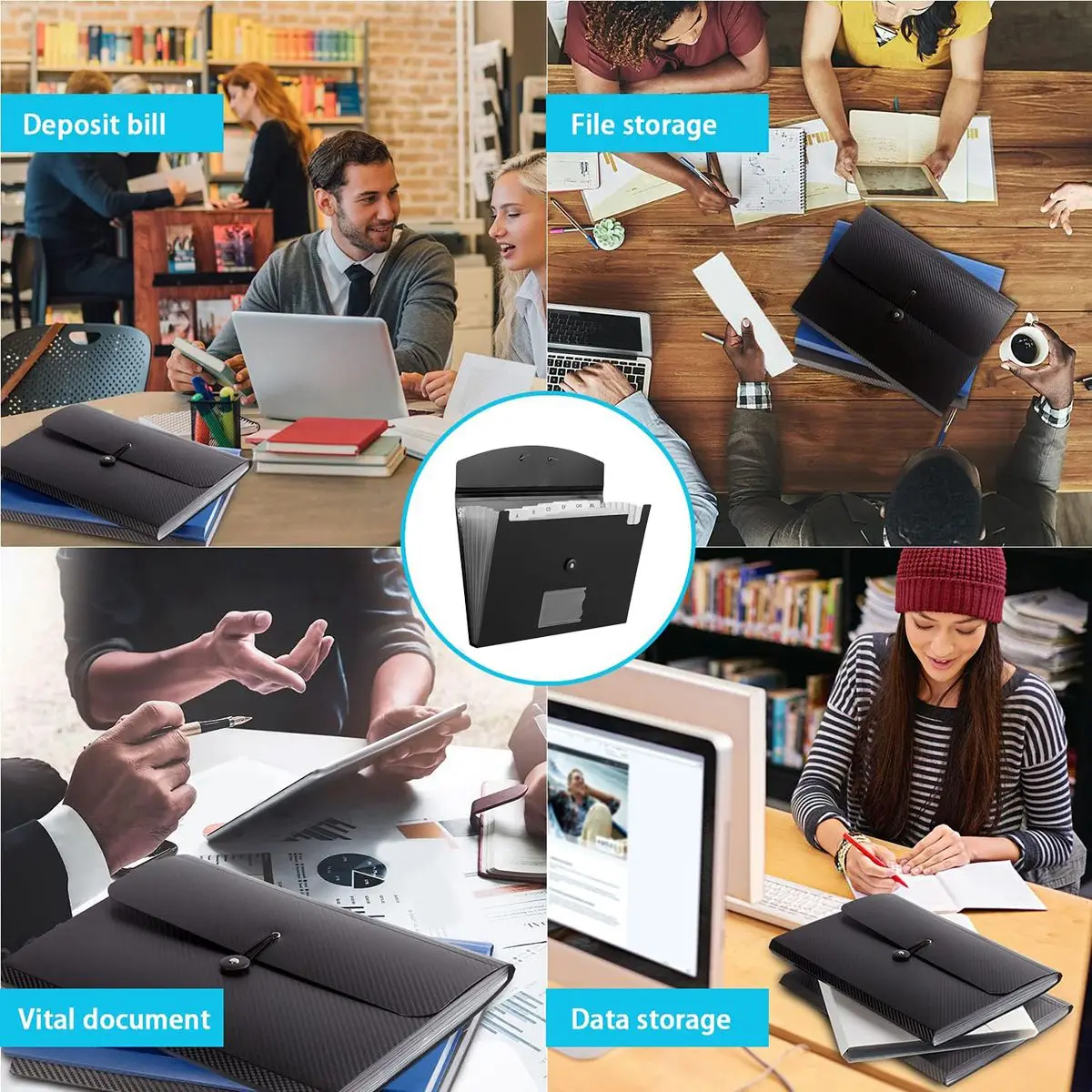 AU61-Accordian File Organizer กระเป๋าขยายแฟ้มโฟลเดอร์พลาสติกขยายแฟ้มโฟลเดอร์ทนทาน