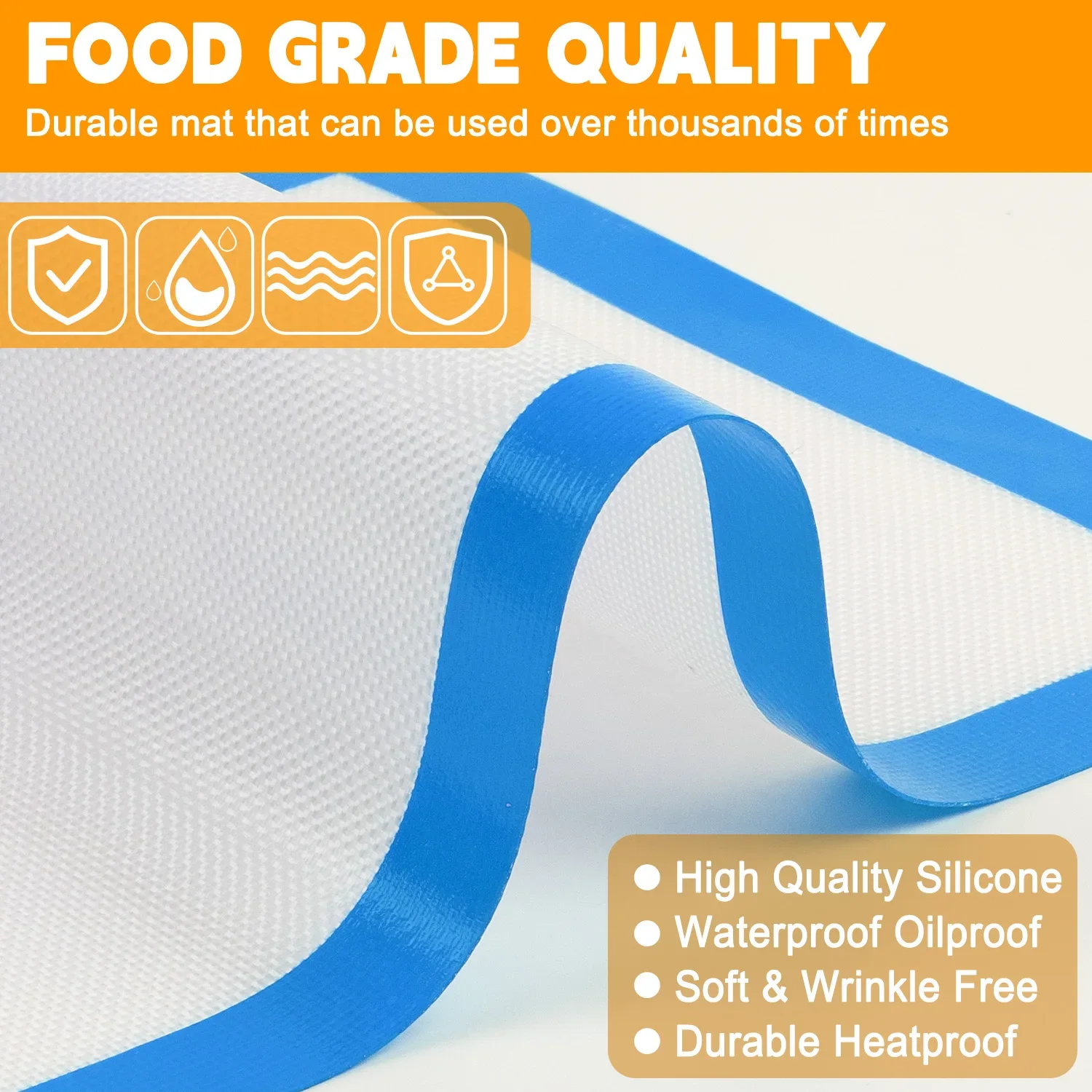Silicone Baking Mat, 3 Pack Nonstick Silicone Baking Mats Cookie Sheet Liners, Reusable Oven Liners Cooking Silicone Baking Shee