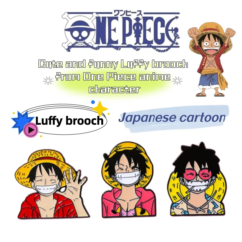Japanese-style cartoon anime One Piece creative metal badge, One Piece Luffy alloy enamel brooch, pin accessory decoration