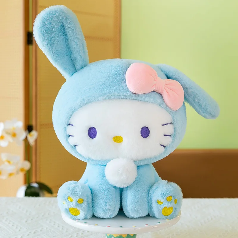 Boneka merek Anime Sanrio Hello Kitty boneka emas hitam Kuromi Melody Cinnamoroll boneka mewah cocok untuk hadiah ulang tahun anak perempuan