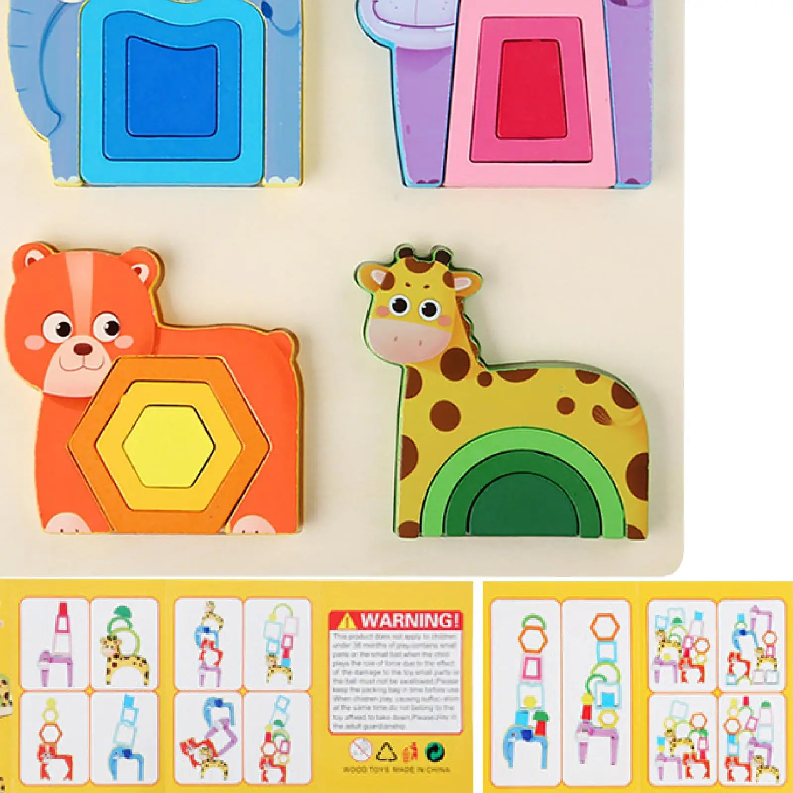 Wooden Matching Jigsaw Puzzle, Developmental Games, Early Learning Educational Toys, Montessori Toys for Children, Girls Boys