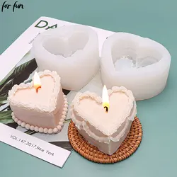 For Fun Heart Cake Shaped Candle Silicone Mold DIY Handmade Soap Plaster Aromatherapy Candle Cake Decoration Mold Gift Making