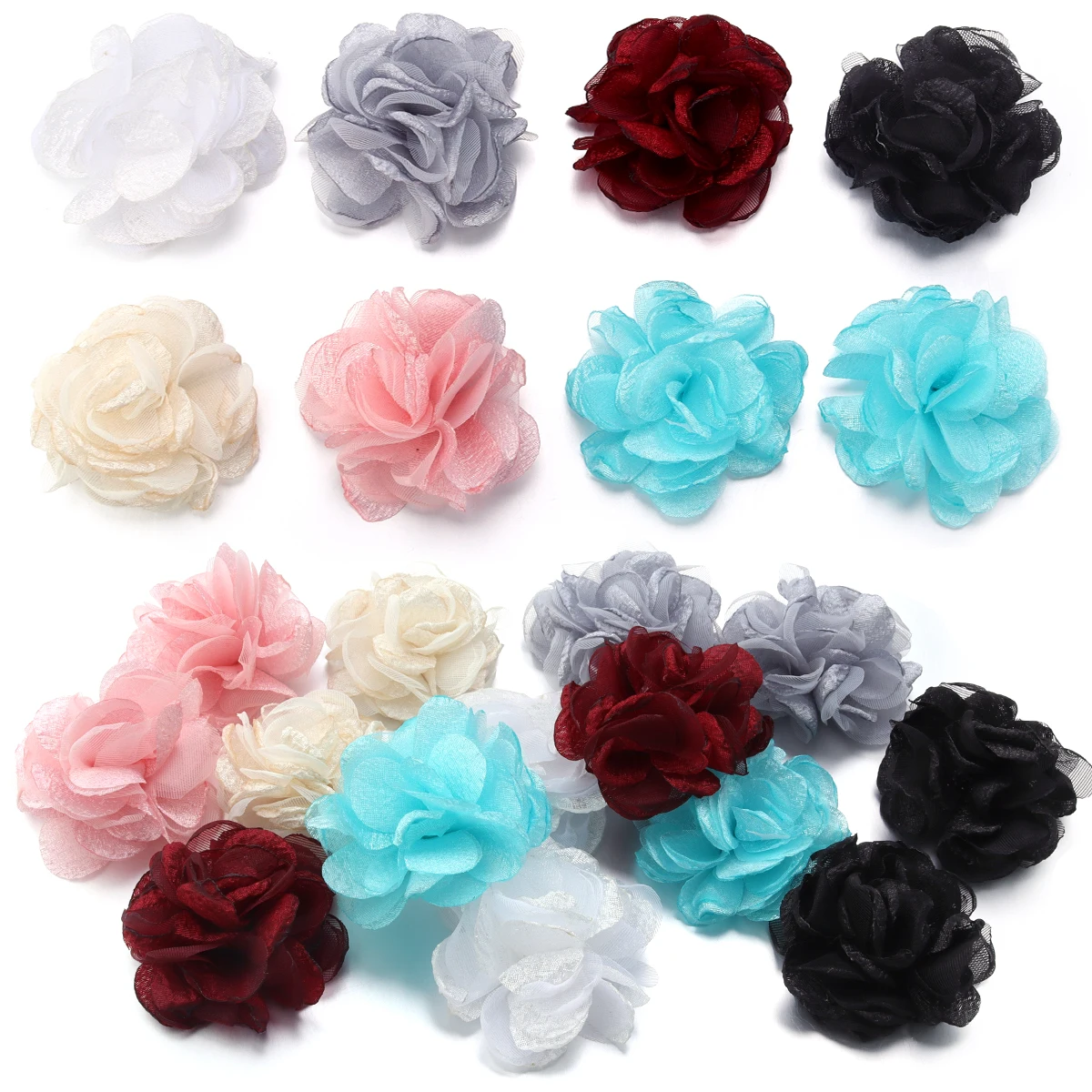 2pcs/lot 5.5cm Chiffon Mesh Burnt Edge Camellia Clothing Haripin Gift Box Decoration Dress For DIY Jewelry Accessories Wholesale