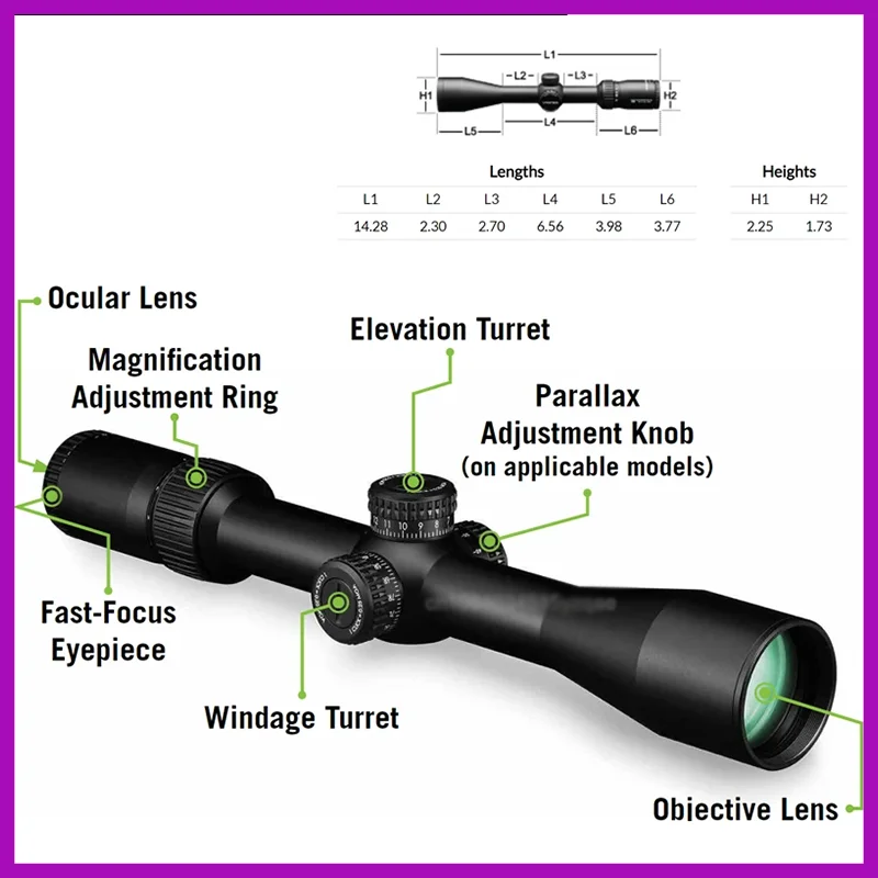 VT 6-24X50E FFP Scope Red Green Reticle Hunting Optical Sight Sniper Riflescope Tactical AirGun Accessories Rifle Hunt