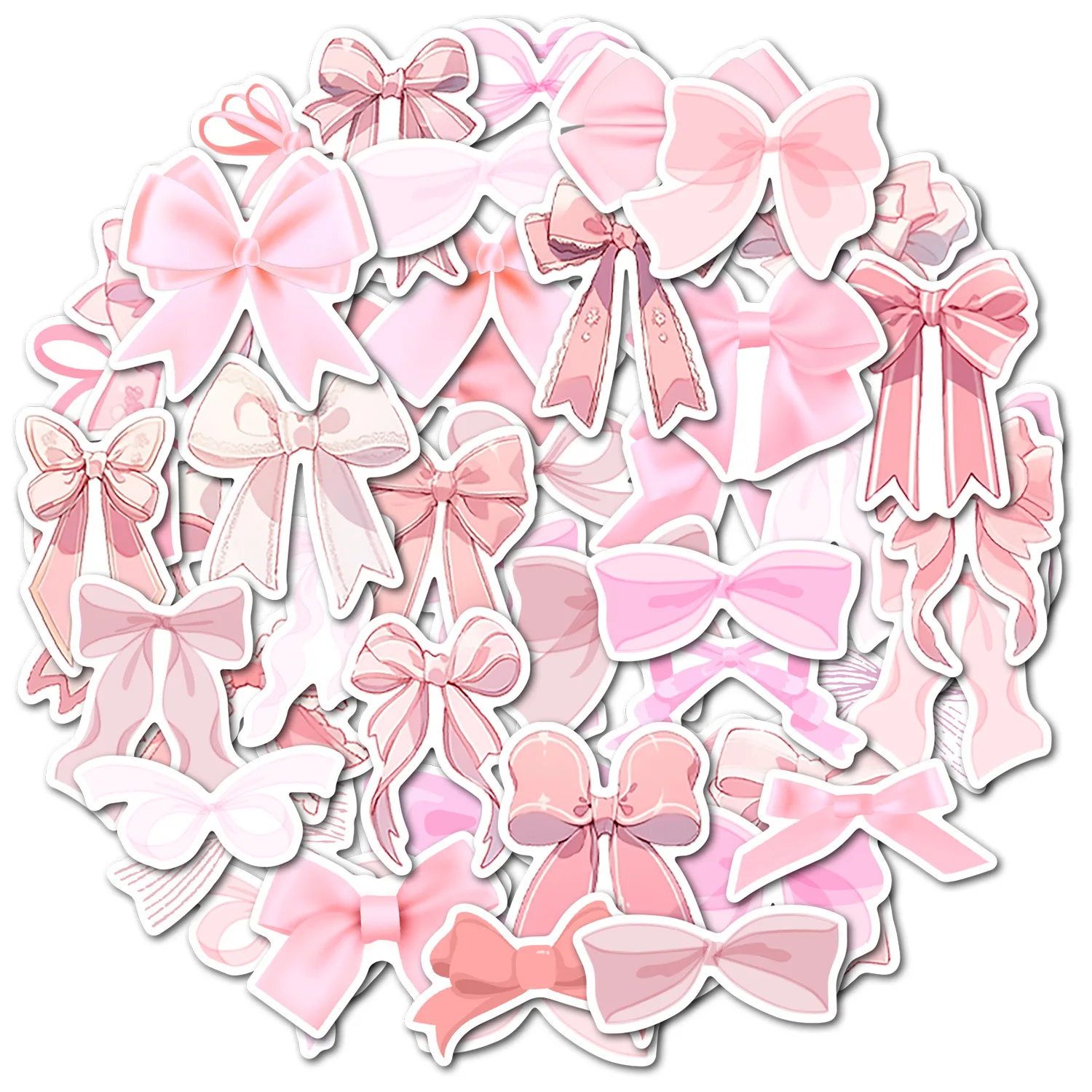 

10/50PCS Cute Pink Bowknot Cartoon Waterproof Stickers DIY Decoration Notebook Mobile Guitar Suitcase Water Cup Graffiti Toys